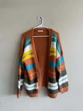 Lavender J Rust Orange Knit Cardigan Sweater